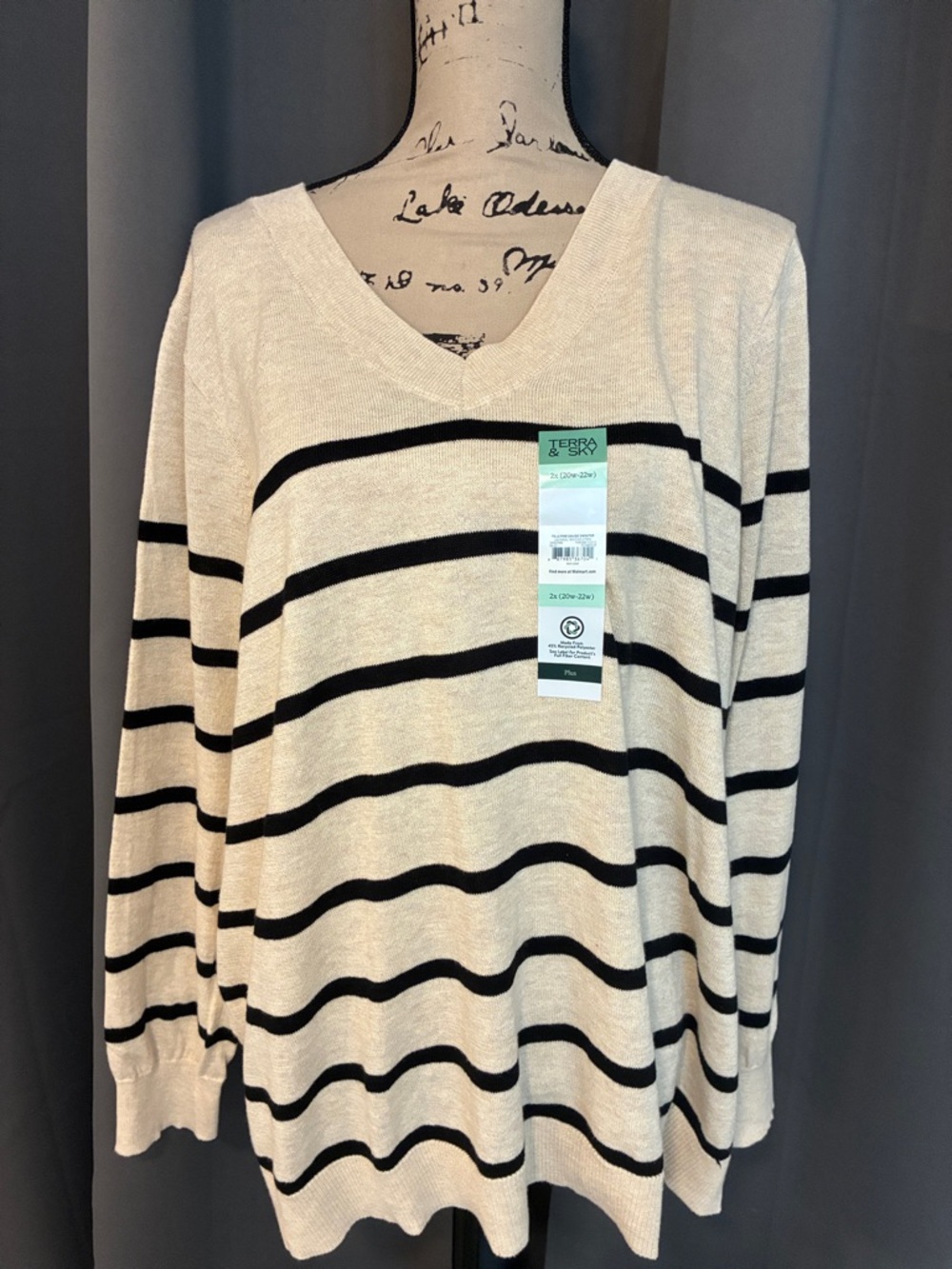 Terra & Sky Cream Sweater with Black Script Detail